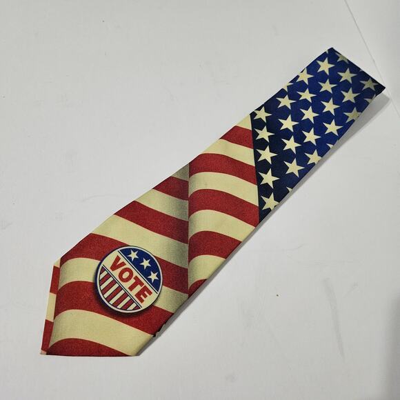 VTG 2000 Ralph Marlin All American Vote Flag Tie USA Neck Tie Walnut Ridge - Picture 1 of 8